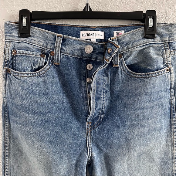 RE/DONE Originals High Rise Button Fly Jeans 28 Made in USA Vintage Wash - Picture 3 of 11